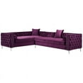 thumbnail image 1 of Brika Home 120" Velvet Tufted Left Facing Sectional in Purple, 1 of 9