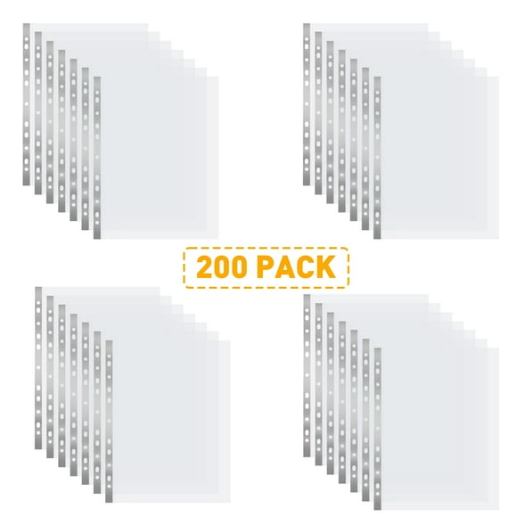 BrilhoGlee 200 Pack Sheet Protectors, Heavy Duty Clear Plastic Page Protectors Sheet Reinforced 11-Hole Fit for 3 Ring Binder, Sheet Protectors for Binders Documents, Extra Thick