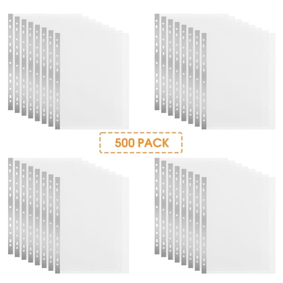 BrilhoGlee 500 Pack Sheet Protectors, Heavy Duty Clear Plastic Page Protectors Sheet Reinforced 11-Hole Fit for 3 Ring Binder, Sheet Protectors for Binders Documents, Extra Thick
