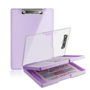 BrilhoGlee Clipboard with Storage, Heavy Duty Clip Boards with 2 Storage Case and A4 Paper Folder, Clear Dry Erase Top Panel, Nursing Clipboard Folder Case for Office Supplies (Purple)