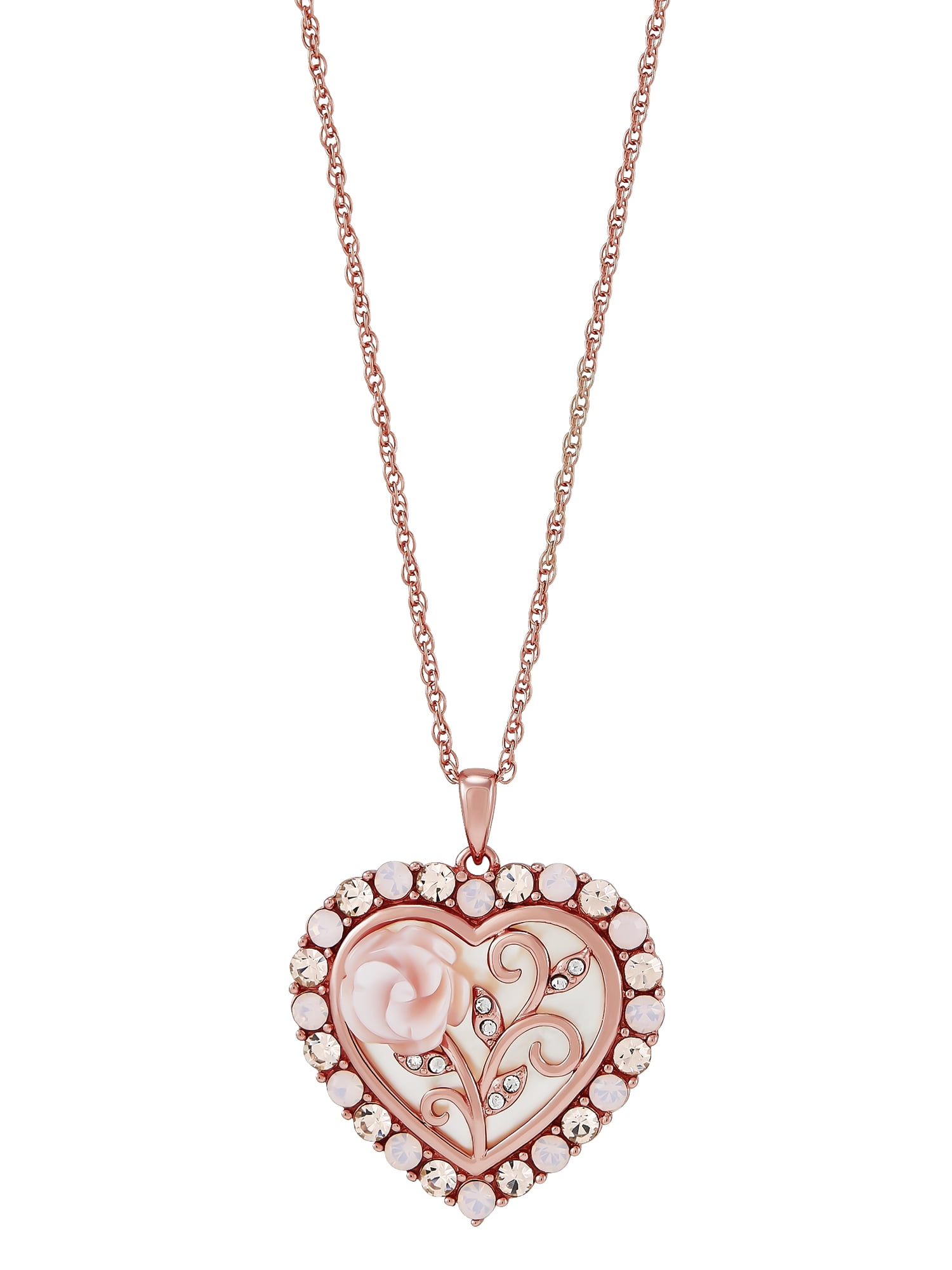 Brillance Fine Jewelry Mother of Pearl Crystals Heart Pendant in