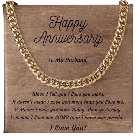 BrillanceAura Anniversary Gift for Husband, Gift Him, Cuban Link Stainless Steel 14k Gold Plated Necklace, from Wife, Wedding Anniversary