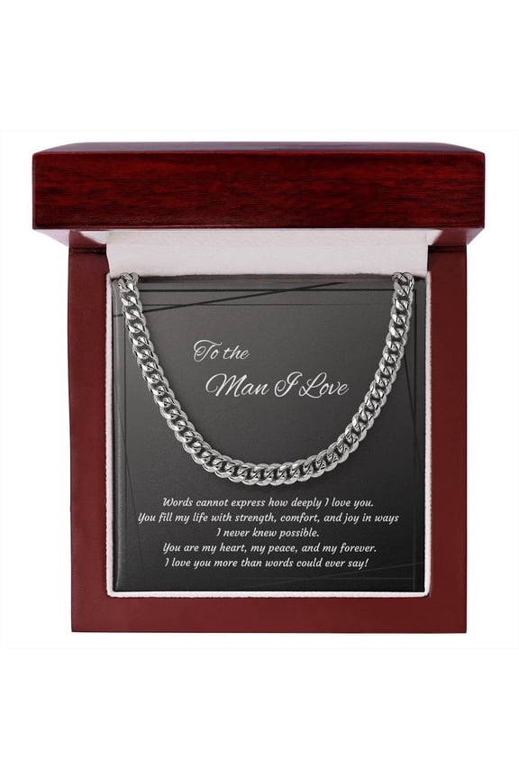 Gift for Husband, Boyfriend, Stainless Steel Cuban Necklace with Luxury LED Box