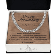 BrillanceAura Happy Anniversary Gift for Husband, Gifts for Him, Cuban Link Stainless Steel Necklace, from Wife, Wedding Anniversary