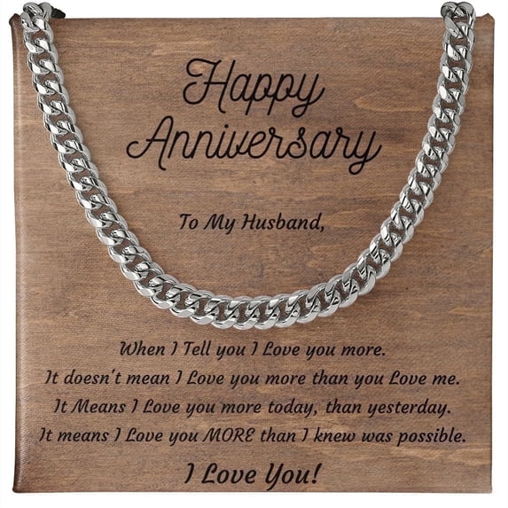 BrillanceAura Anniversary Gift for Husband, Boyfriend, Him, Cuban Link Stainless Steel Necklace, from Wife, Wedding Anniversary