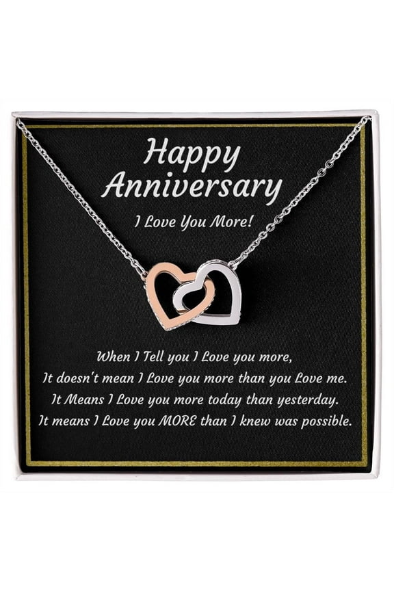 Happy Anniversary Gift for Wife Girlfriend from Husband 14k White Gold Plated Hearts Necklace