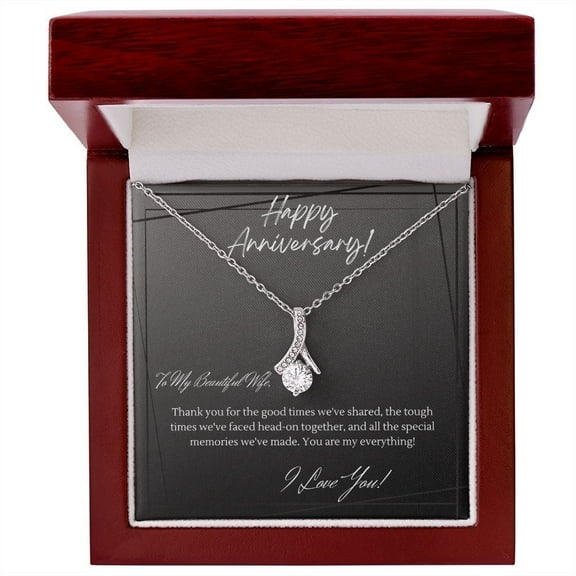 BrillanceAura Anniversary Gift for Wife Her from Husband 14k White Gold plated Pendant Necklace with Luxury LED Box