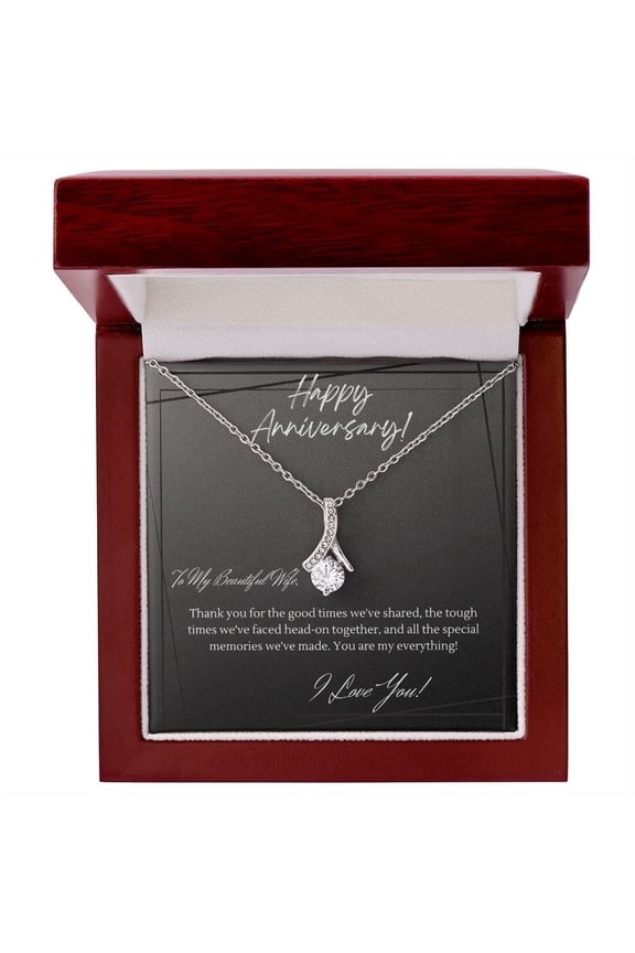 Anniversary Gift for Wife Her from Husband 14k White Gold plated Pendant Necklace with Luxury LED Box