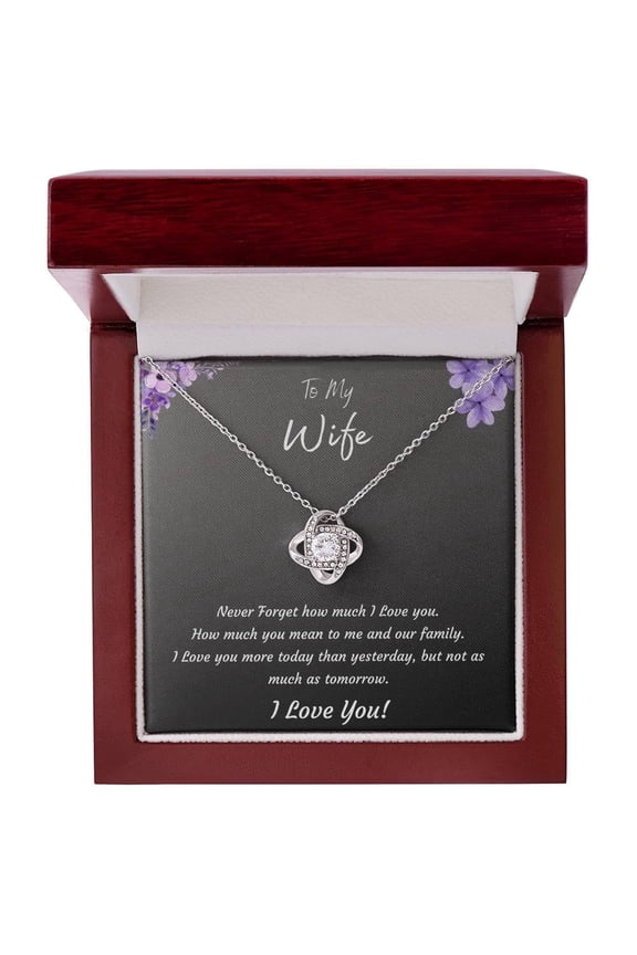 Jewelry 14k White Gold-plated Love Knot Necklace with Upgraded Giftbox for Wife from Husband Necklace Anniversary, Birthday, Christmas or Valentine's Day