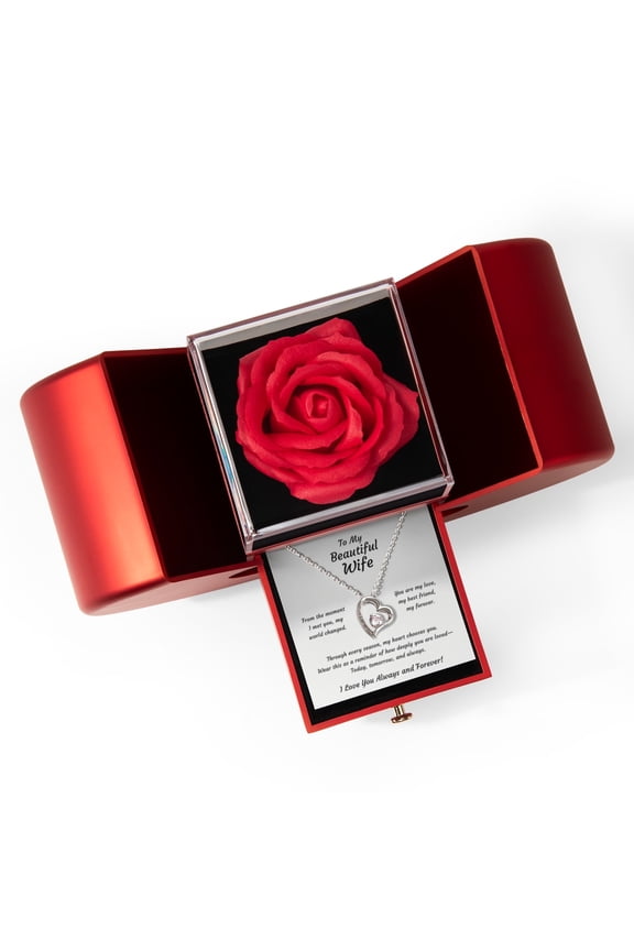 Romantic 14k White Gold-plated Necklace for Wife from Husband Necklace with Heartfelt Message Card Rose Gift Box Anniversary, Birthday, Christmas or Valentine's Day