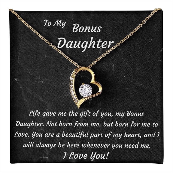 BrillanceAura To My Bonus Daughter 18k Yellow Gold Plated Necklace Birthday, Christmas, Graduation, College