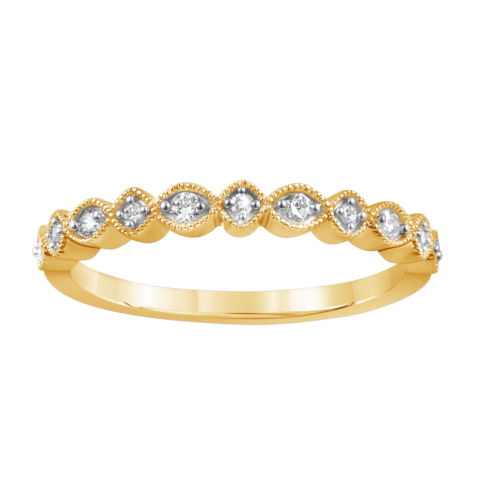 Brilliance 1/10 ct Diamond Accent Women's Wedding Band in 14K Yellow Gold Plated Sterling Silver (J-K, I3)
