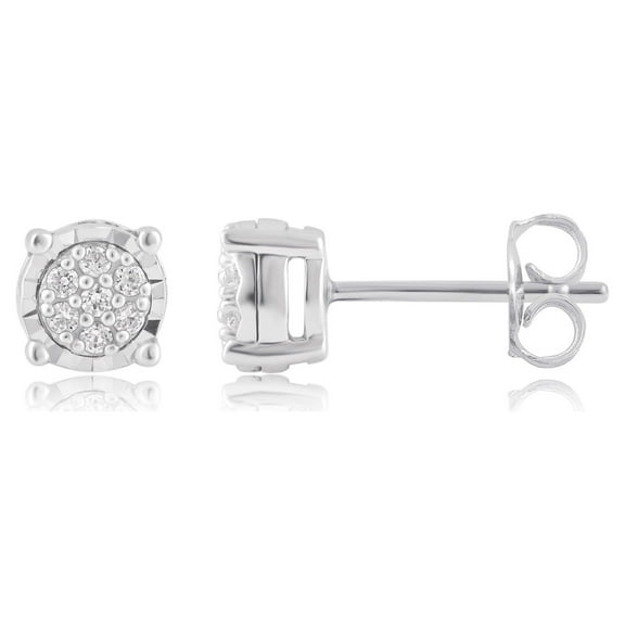 Brilliance Fine Jewelry 1/10 Ct Round Diamond Composite Stud Earrings in Sterling Silver