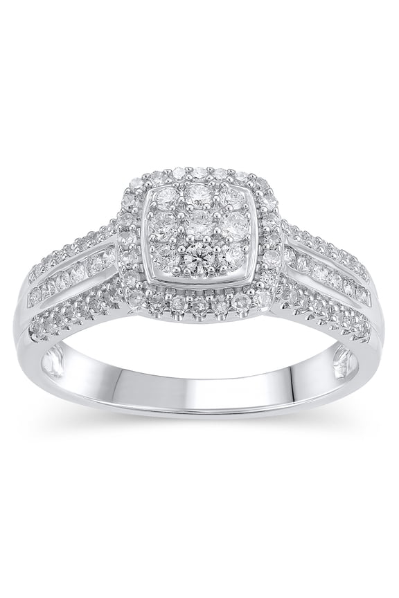 Brilliance 1/2 Ct. T.W. Cushion Lab Grown Diamond Engagement Ring, Sterling Silver, Size 5