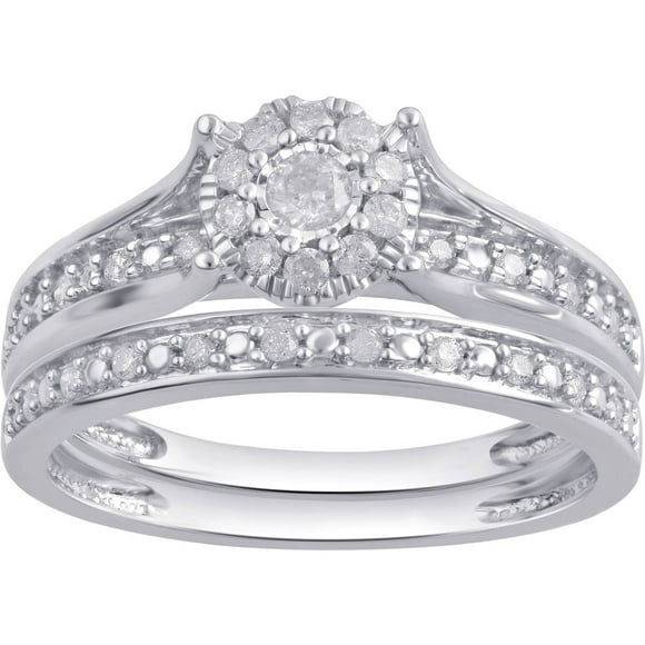 Brilliance 1/3 Carat Diamond Composite Women's Bridal Ring Set 10K White Gold (I-J, I2-I3)