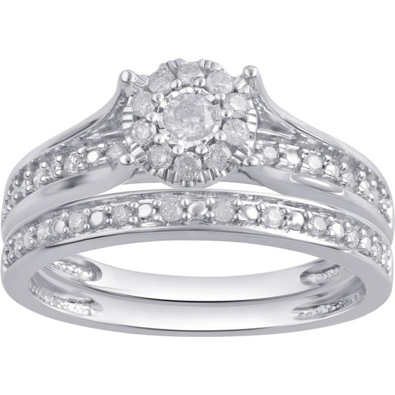 Brilliance 1/3 Carat Diamond Composite Women's Bridal Ring Set 10K White Gold (I-J, I2-I3)