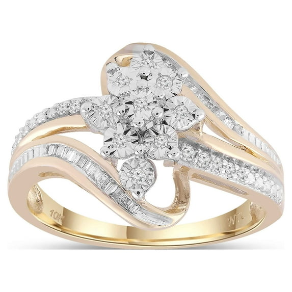 Brilliance Fine Jewelry 1/5 CTTW Diamond Bypass Fashion Ring in 10K Yellow Gold