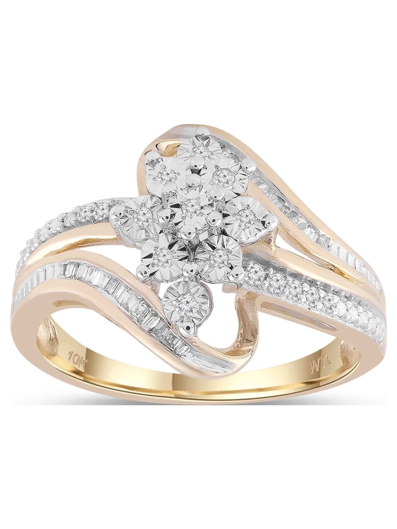 Brilliance Fine Jewelry 1/5 CTTW Diamond Bypass Fashion Ring in 10K Yellow Gold