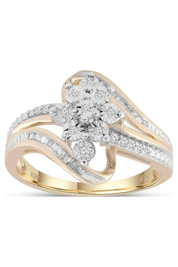 Brilliance Fine Jewelry 1/5 CTTW Diamond Bypass Fashion Ring in 10K Yellow Gold