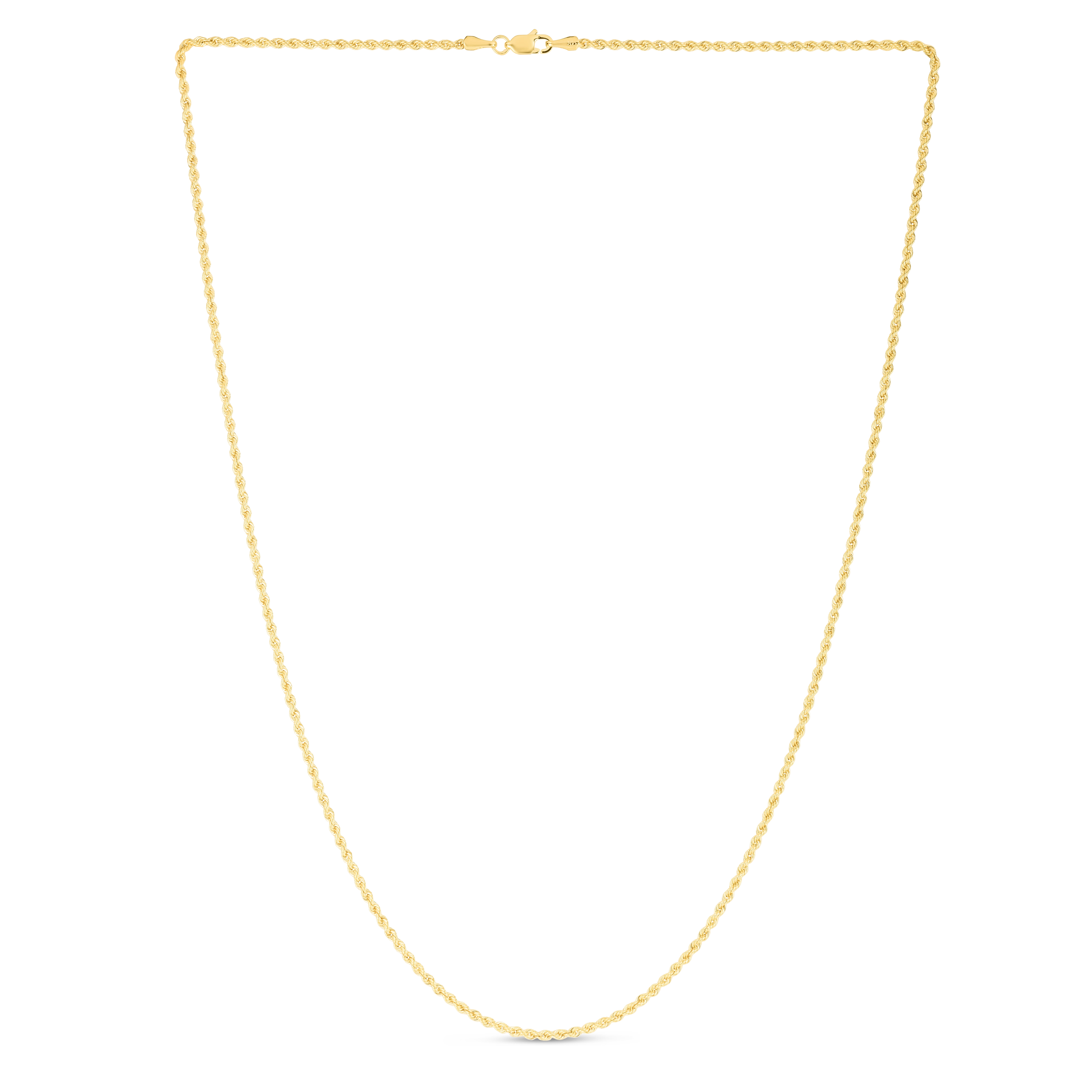 Brilliance 14KT Yellow Gold 20-Inch High Polished Rope Chain Necklace