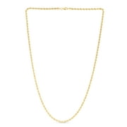 Brilliance 14K Yellow Gold 22" High Polish Rope Chain Necklace with Lobster Claw Clasp, 3.3mm