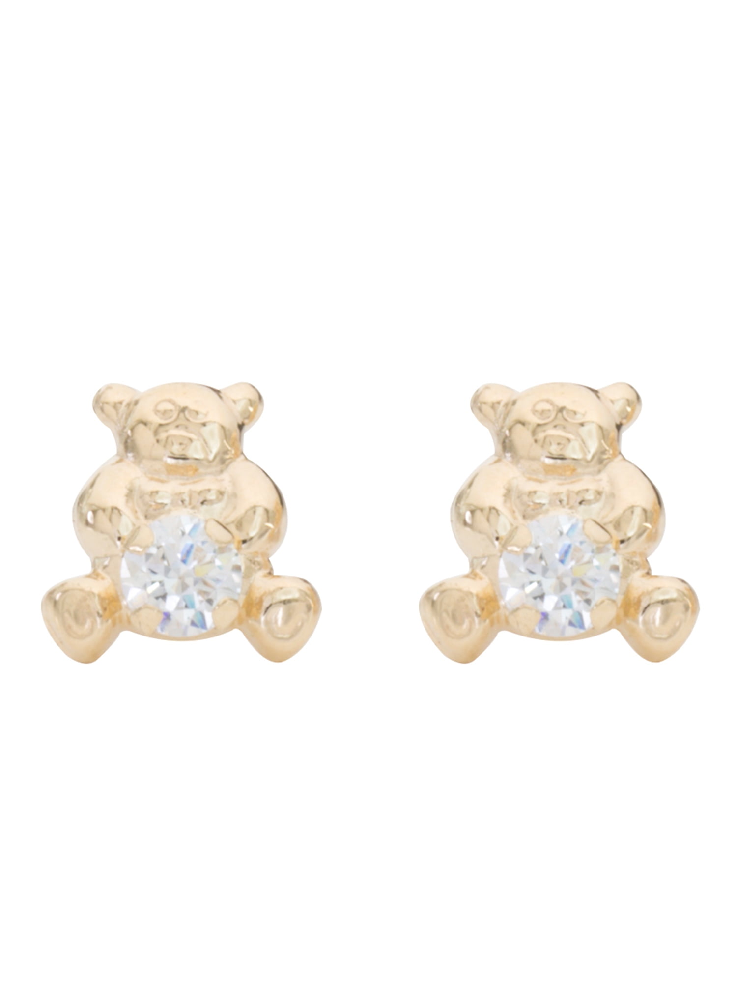 14kt Yellow Gold Teddy Bear Stud Earrings with Cubic Zirconia 3mm in Nepal at NPR 10654 Rating 5