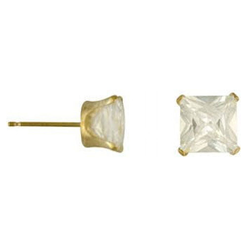Brilliance Women's 4x4mm Princess Cut CZ 10kt Yellow Gold Stud Earrings
