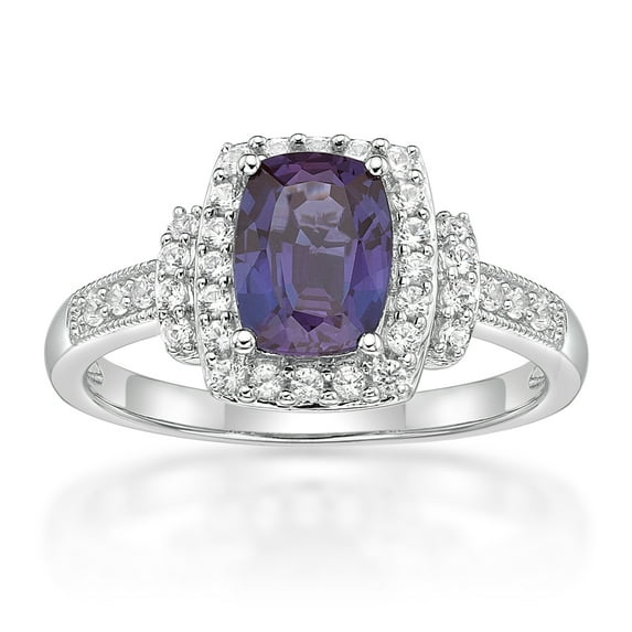 Brilliance 925 Sterling Silver Created Alexandrite and Created White Sapphire Ring