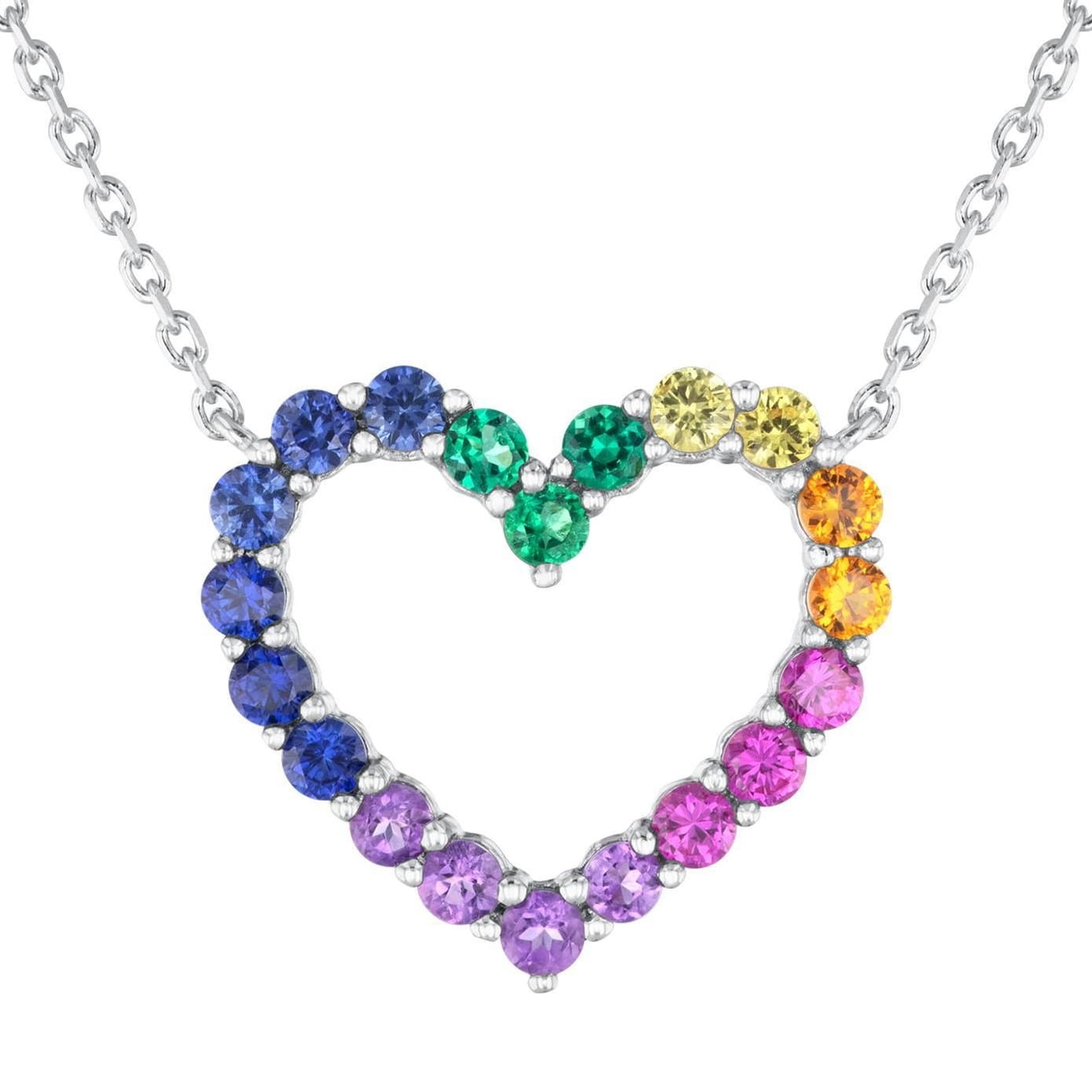 Brilliance 925 Sterling Silver Created & Genuine Rainbow Sapphire Pendant with 18" Chain