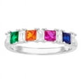 thumbnail image 1 of Brilliance 925 Sterling Silver Created Rainbow Sapphire with Created White Sapphire accent Band Ring, 1 of 2