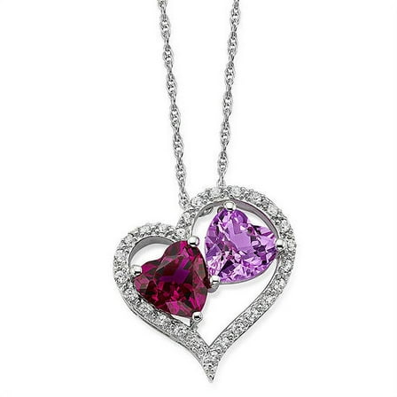 Brilliance 925 Sterling Silver Created Ruby, Created Pink Sapphire and Created White Sapphire Pendant with 18" Chain