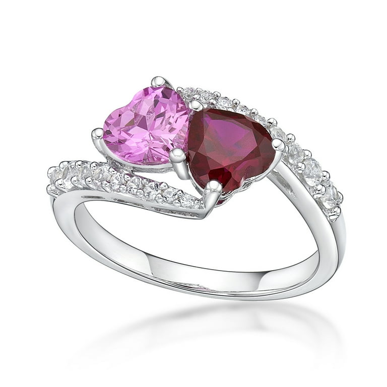 Sterling Silver Created Pink and White Sapphire Ring Sterling Silver Created Pink and White Sapphire Ring