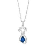 BRILLIANCE FINE JEWELRY Brilliance 925 Sterling Silver Created Sapphire and Created White Sapphire Dog Pendant with 18" Chain
