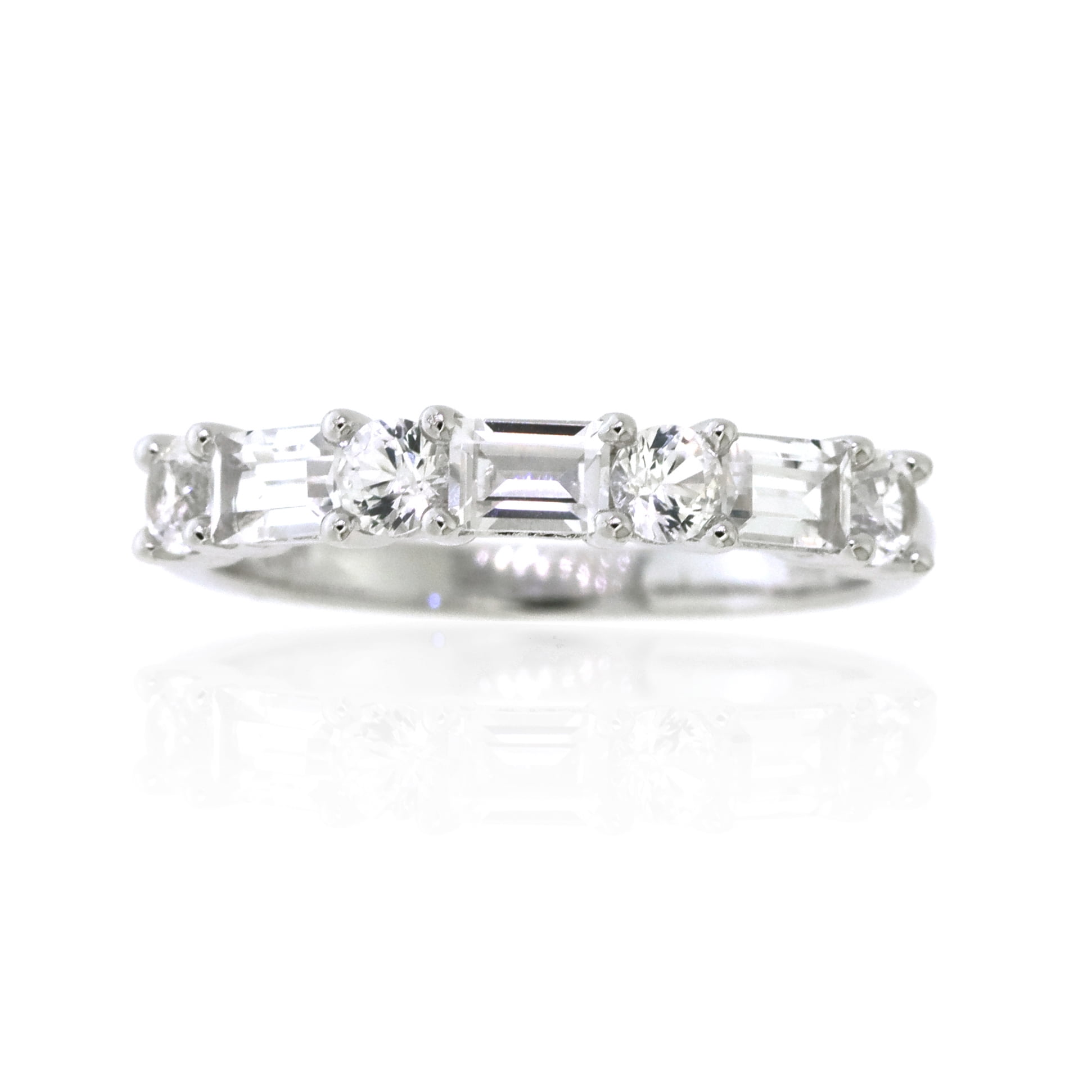 Brilliance 925 Sterling Silver Created White Sapphire Band Ring