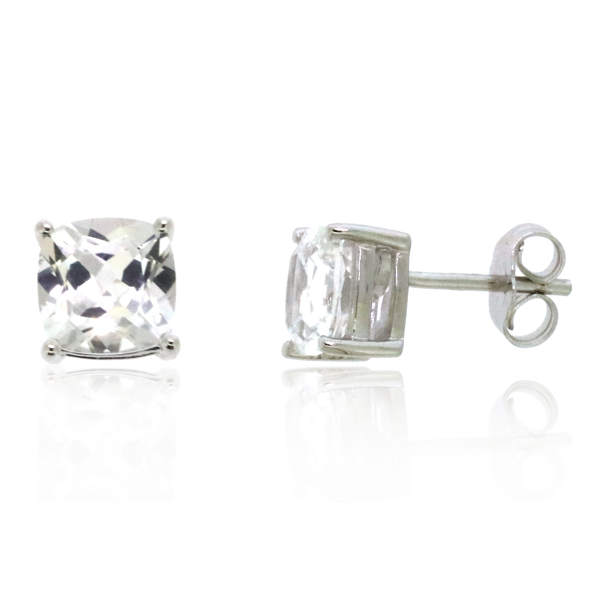 Brilliance 925 Sterling Silver Created White Sapphire Cushion Stud Earrrings\xc3\xa3\xc2\x80\xc2\x80