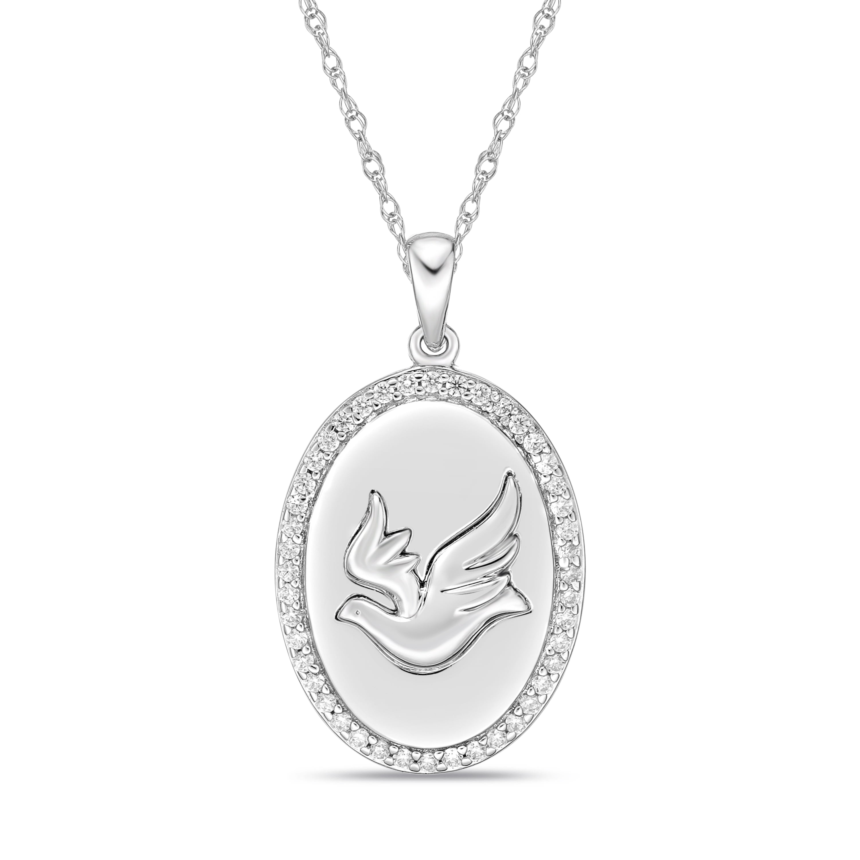 Brilliance 925 Sterling Silver Simulated White Diamond Pendant with 18" Chain