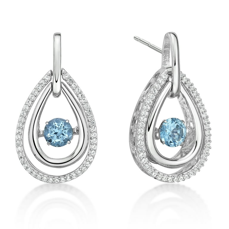 Sterling Silver White Ice Blue Topaz Earrings Sterling Silver White Ice Blue Topaz Earrings