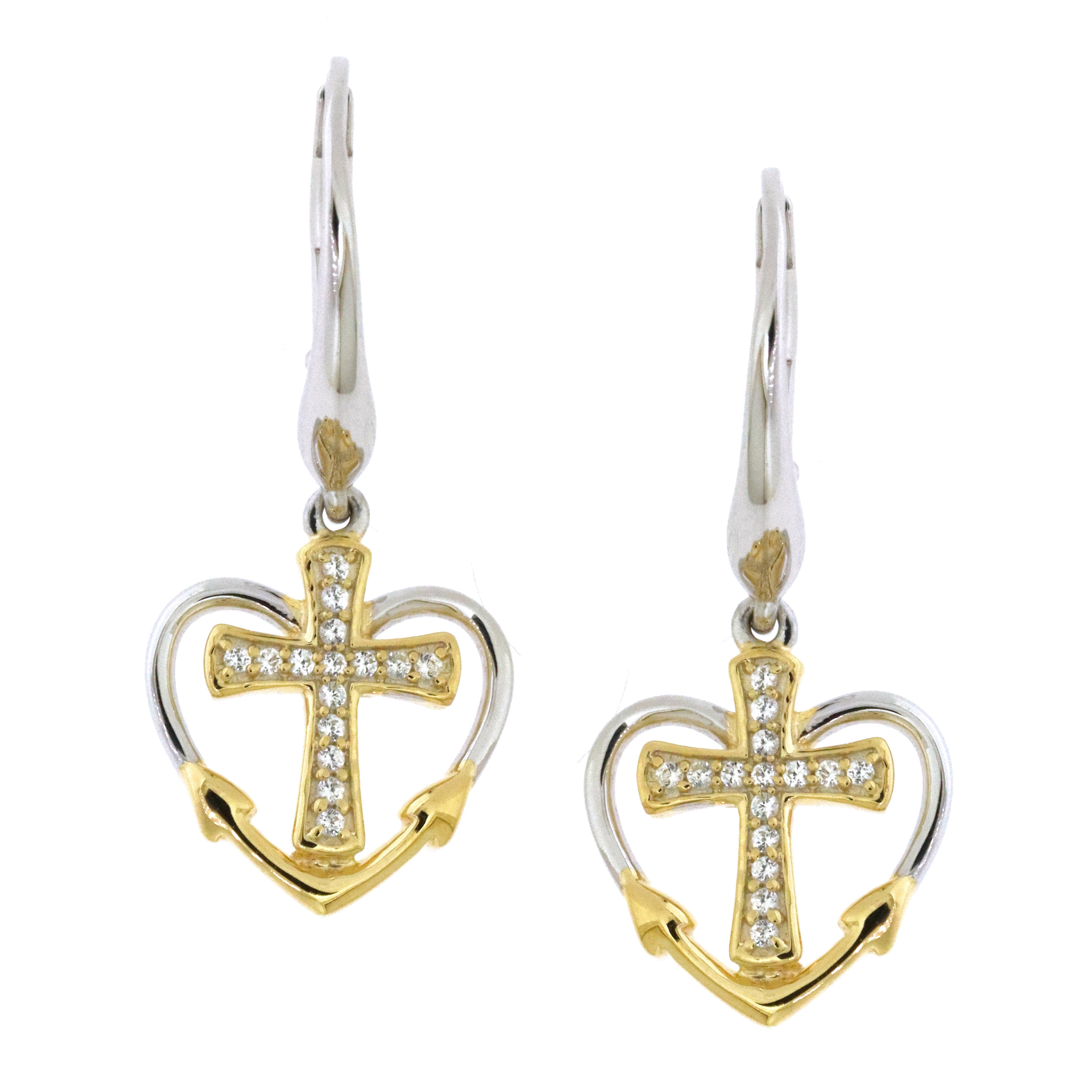 Brilliance 925 Sterling Silver with 14KY Created White Sapphire Earrings