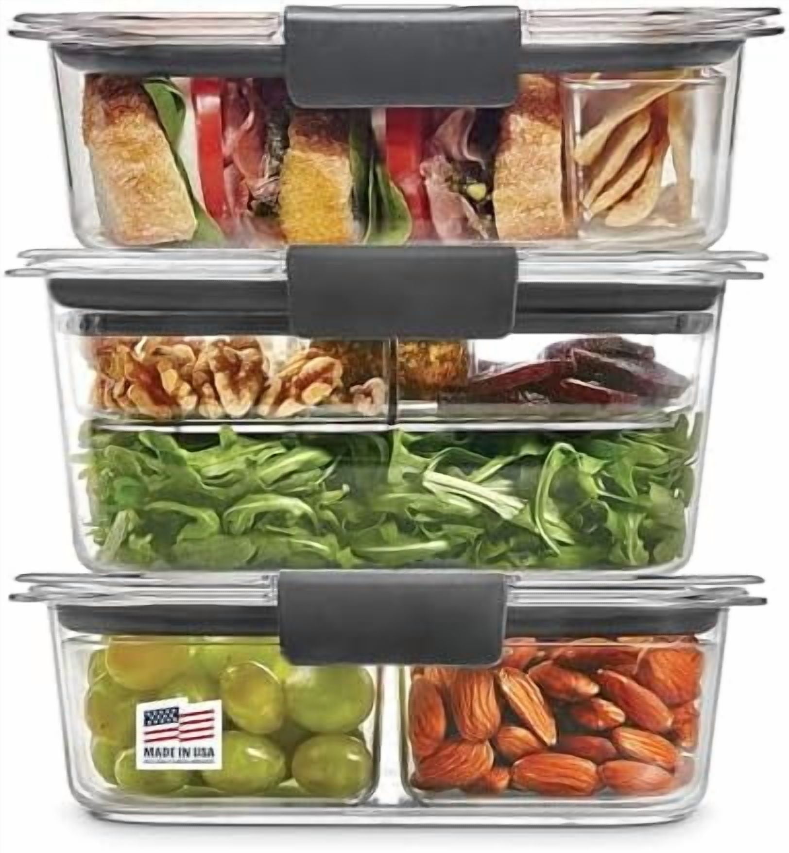 Brilliance BPA-Free 3 Set Food Storage Containers with Lids, Removable ...