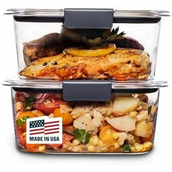 Brilliance BPA-Free Food Storage Containers, Medium Deep, 4.7 Cup, 2-Pack, Airtight & Leak-Proof, Microwave & Dishwasher Safe