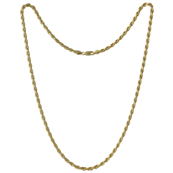 Brilliance Fine Jewelry 925 Sterling Silver Gold Plated Diamond Cut Rope Chain Necklace, 24"