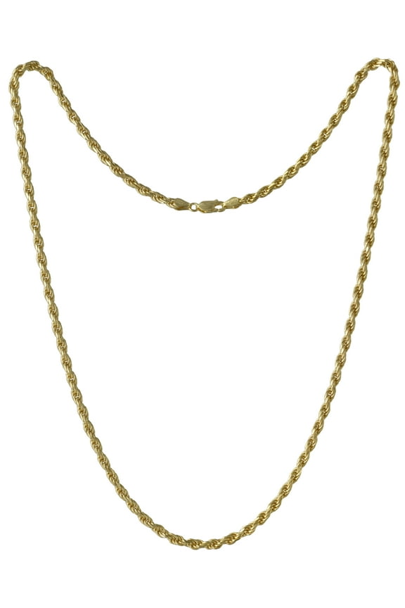 Brilliance Diamond Cut Rope Chain Necklace, Sterling Silver, gold plated