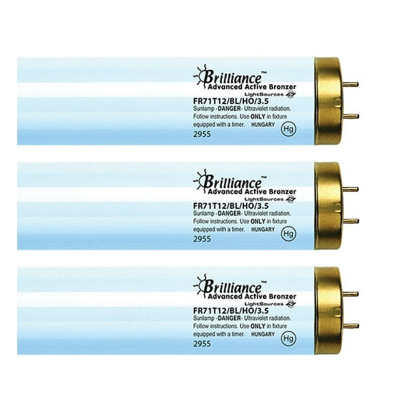 Brilliance Euro Active Bronzer FR71T12 3.5% 100-120W Bipin Reflector Tanning Bulbs -VLR TT Type - 8 Pack Box