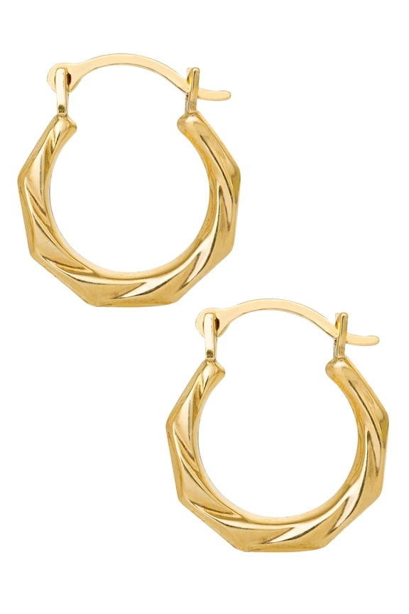 Brilliance Fine™ Girl’s 14K Yellow Gold Ribbed Hoop Earrings