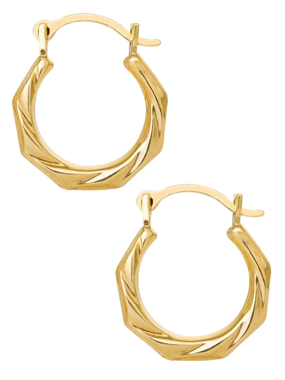 Brilliance Fine™ Girl’s 14K Yellow Gold Ribbed Hoop Earrings