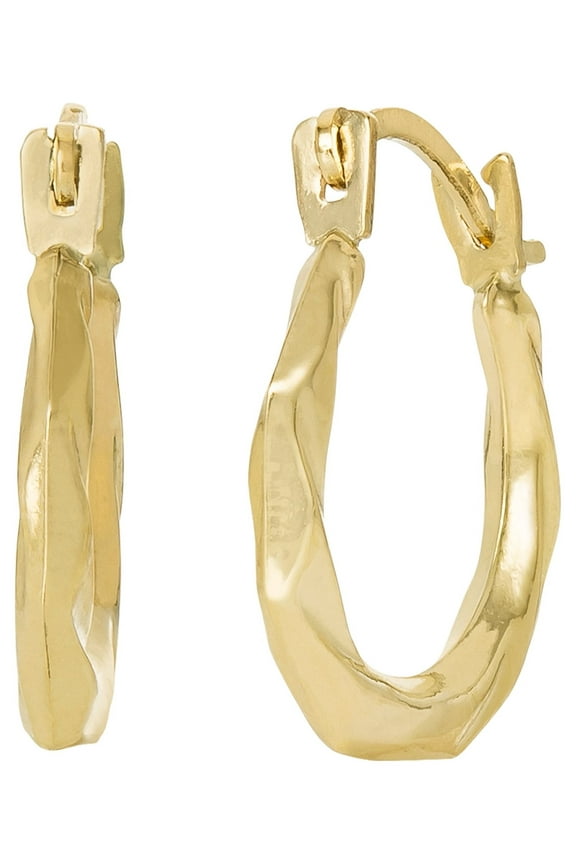Brilliance Fine Girls 14K Yellow Gold Swirl Hoop Earrings for Kids