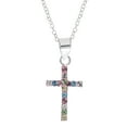 thumbnail image 1 of Brilliance Fine- Girl’s Sterling Silver Crystal Cross Pendant, 18” Chain, 1 of 4