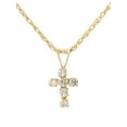 thumbnail image 1 of Brilliance Fine Girl’s/Tween 14K Yellow Gold CZ Cross Pendant, 18” Chain, 1 of 3