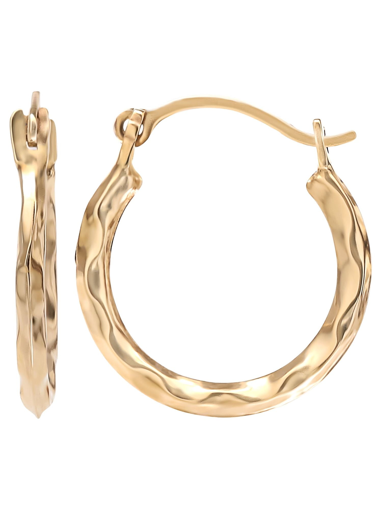 BRILLIANCE FINE JEWELRY Brilliance Fine- Girls /Tween 14K Yellow Gold Textured Hoop Earrings