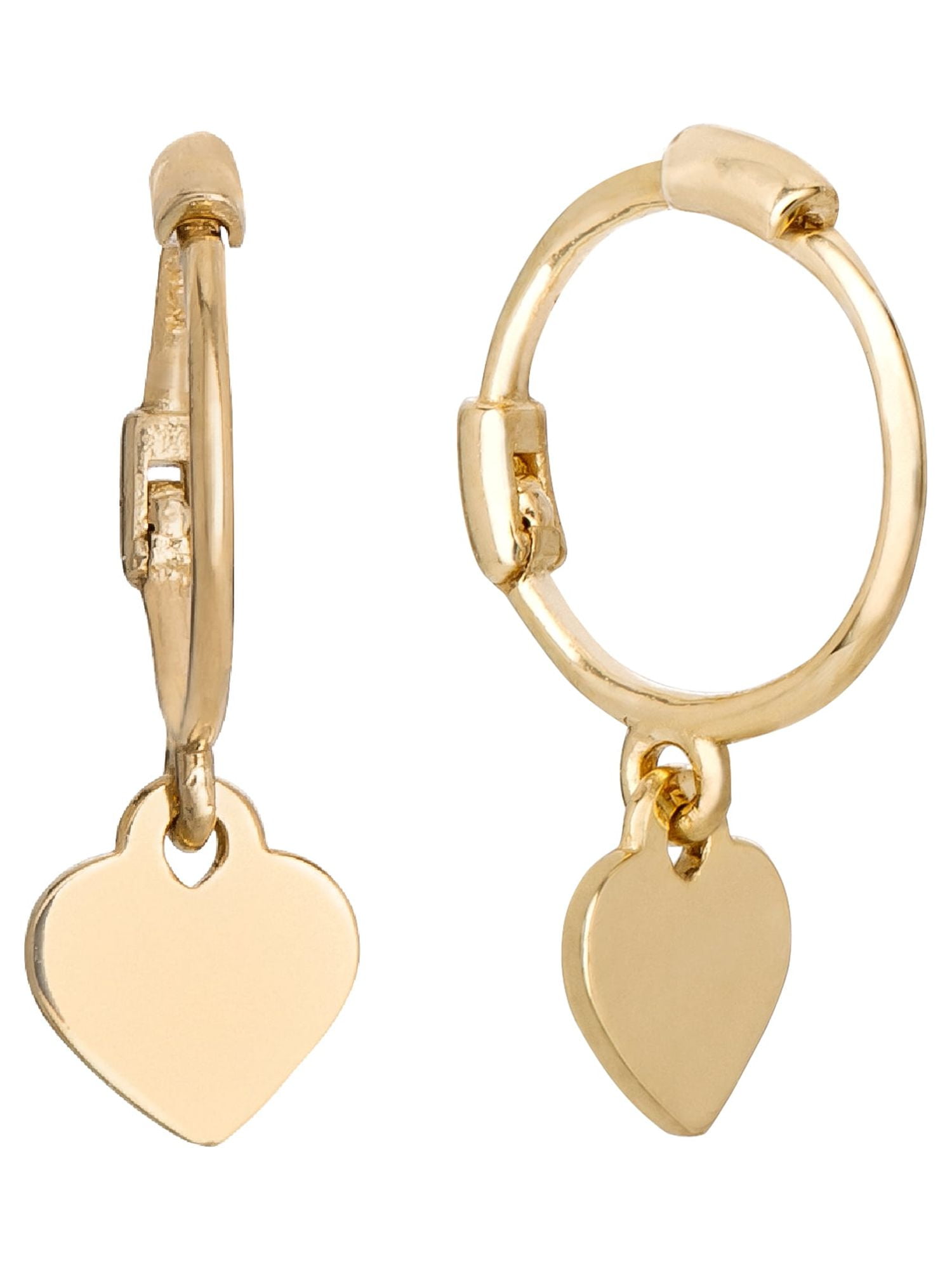 Brilliance Fine Girls/Tween 14Kt Yellow Gold Heart Hoop Earrings